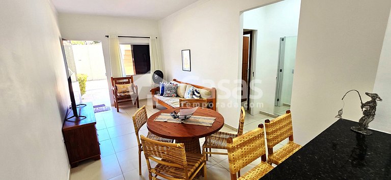 Casa Térrea 950m da Praia Taperapuan | 2 Suítes