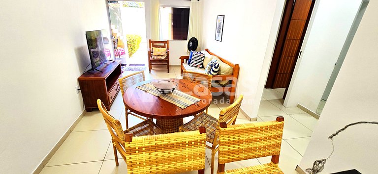 Casa Térrea 950m da Praia Taperapuan | 2 Suítes
