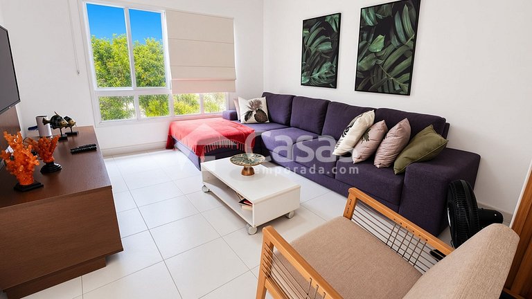 Duplex facing the pool, 100m from Taperapuan Beach.